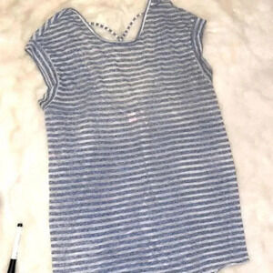 VICTORIAS SECRET BURNOUT BLUE/WHITE STRIPED TUNIC WITH LOW SCOOP STRAPPY BACK M